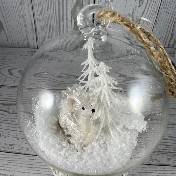 Robert Stanley’s Illuminated Glass Christmas Ornament with Deer, Snow, and Trees - Picture 4 of 8